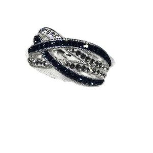 Genuine Crystal Dark Blue and Clear Crystals Ring